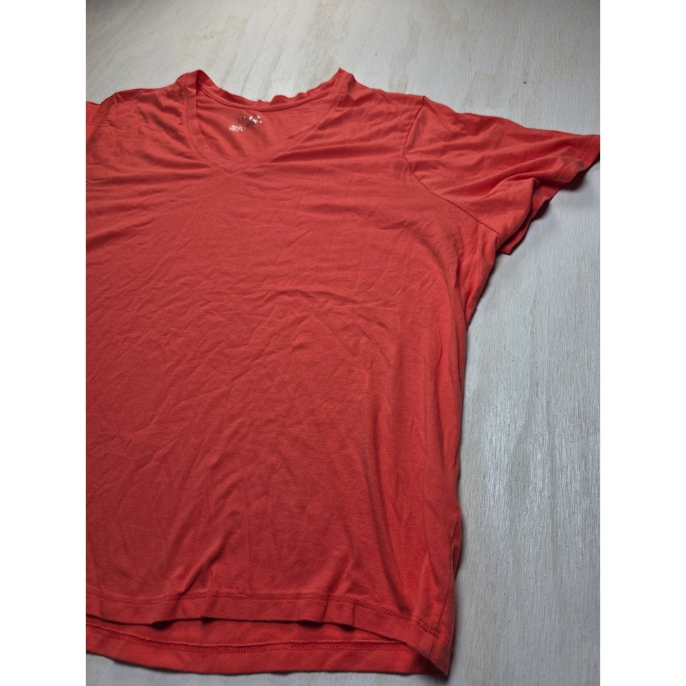 Terra & Sky Womens 4X Plus Size Coral Orange V-Neck Short Sleeve T-Shirt Classic